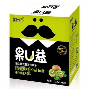 聚果时光果U益益生菌发酵复合果昔猕猴桃味1.25Lx6瓶